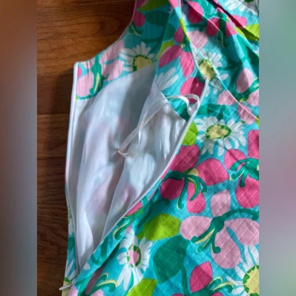 🌸Lilly Pulitzer Dress Girls 16 One Shoulder Shorely Blue Portrait of a Picnic - Picture 8 of 12